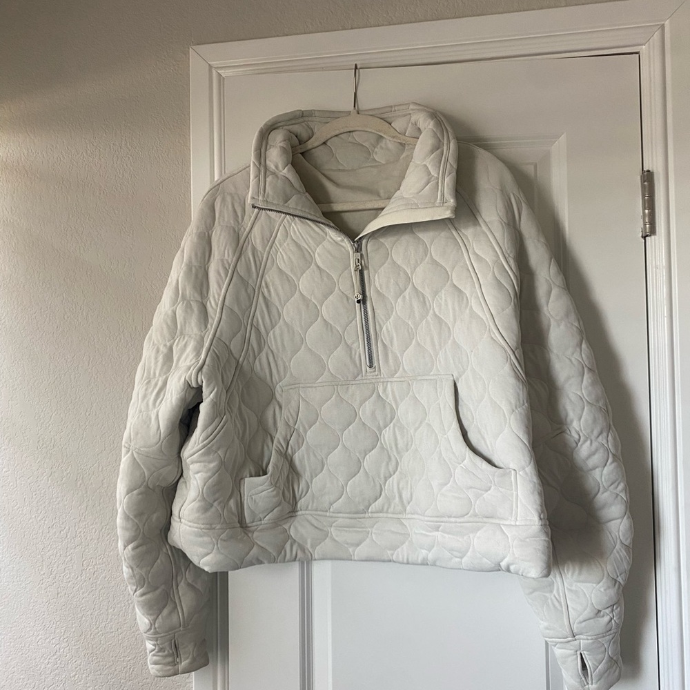 Lululemon Quilted Bone Scuba Half Zip Jacket